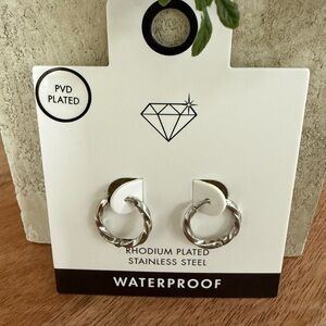 Silver Hammered-Look Hoop Earrings.